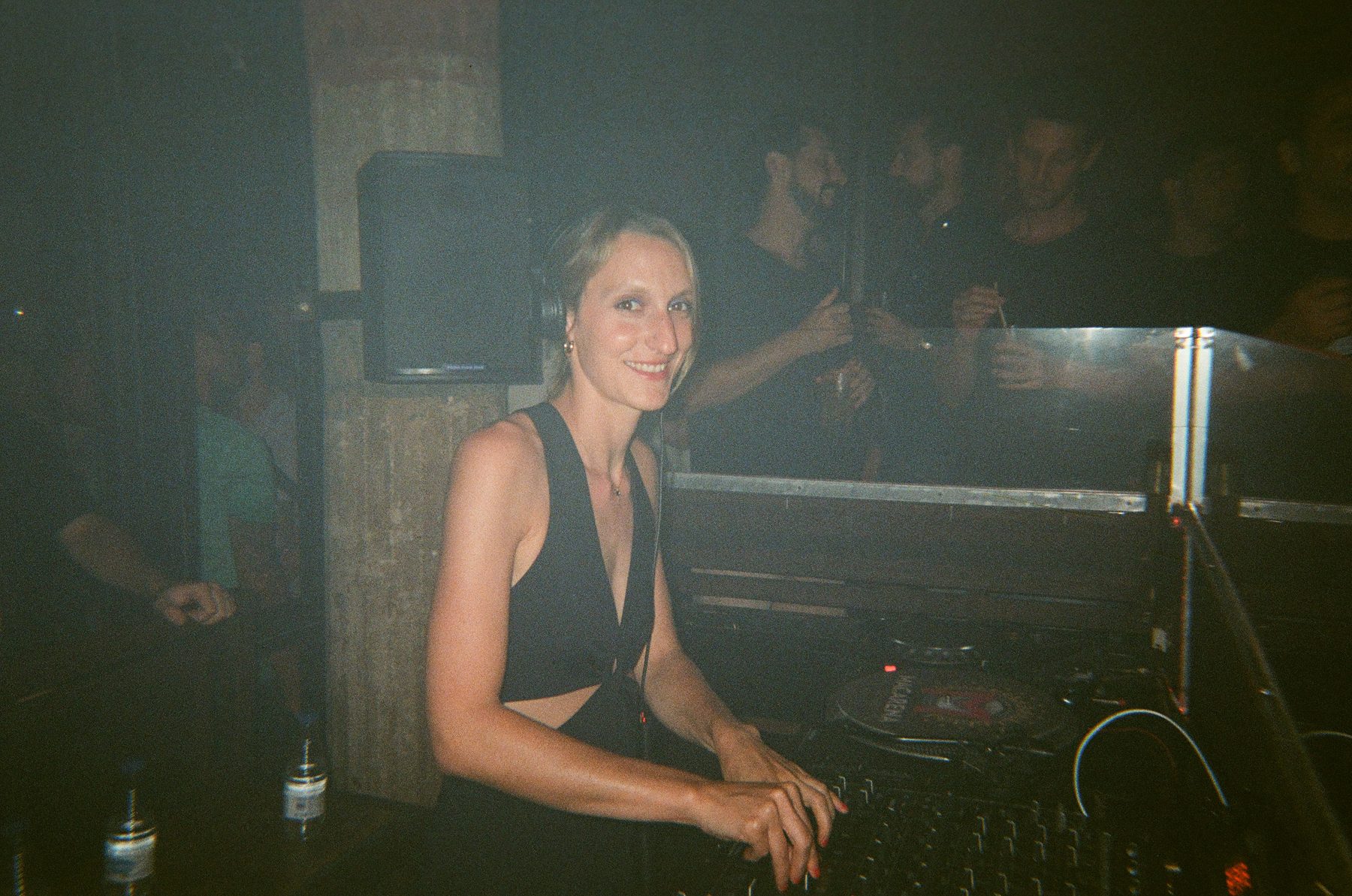 Goutier smiling behind the decks at Macarena Club, Barcelona